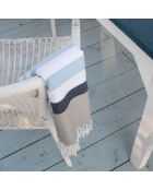 Fouta Arcachon himmelblau/weiß/marineblau/perlgrau - 100x200 cm