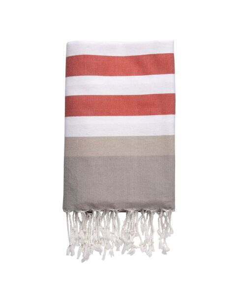 Fouta Arcachon terracota/blanco/marrón claro/gris perla - 100x200 cm