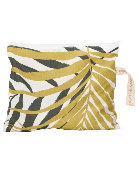 Pochette de plage en Coton Jungle jaune/kaki - 28x21 cm