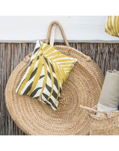 Pochette de plage en Coton Jungle jaune/kaki - 28x21 cm