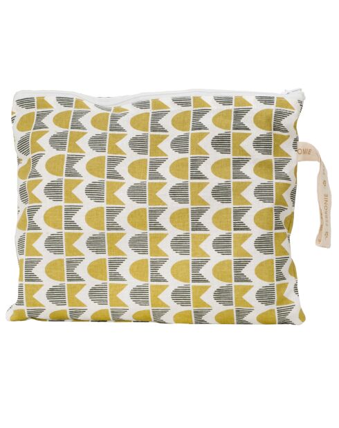 Pochette de plage en Coton Skandi jaune/kaki - 28x21 cm