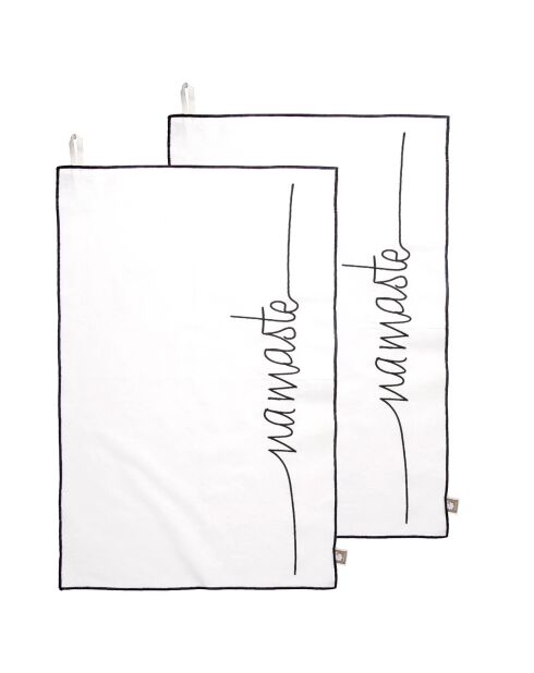 2 Torchons en Coton Namaste blanc/noir - 50x75 cm