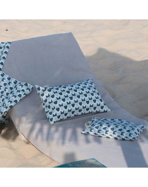 Coussin de plage en Coton Skandi bleu paon - 40x25 cm