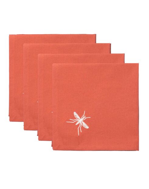 4 Serviettes de table en Coton Mosquito terracotta - 45x45 cm