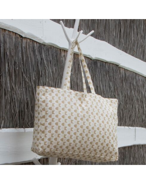 Sac de plage en Coton Skandi sable - 44x54x22 cm