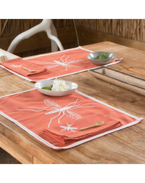 4 Sets de table en Coton Mosquito terracotta - 50x35 cm