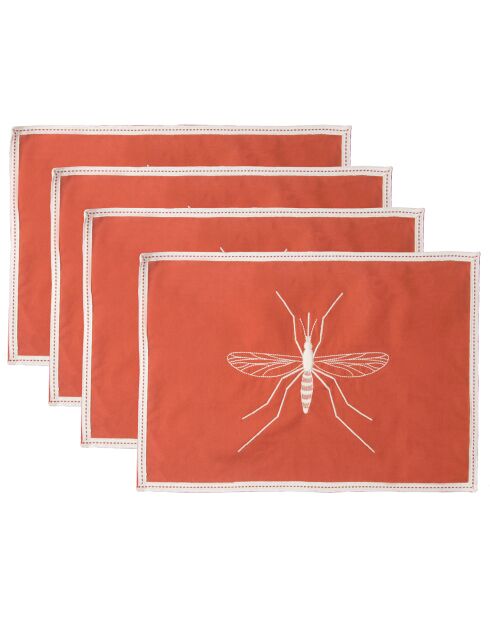 4 Sets de table en Coton Mosquito terracotta - 50x35 cm