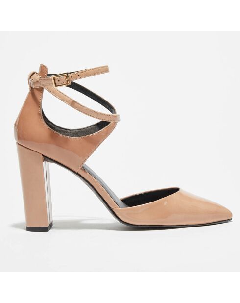 Chaussures ouvertes en Cuir Verni Elvis nude - Talon 9,5 cm