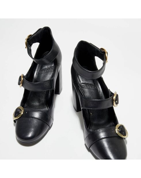 Babies en Cuir Mary Jo noires - Talon 9 cm