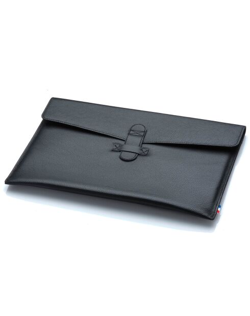 Housse MacBook Pro 13 /Air 13 en Cuir grainé Nat noire - 33.8x24 cm