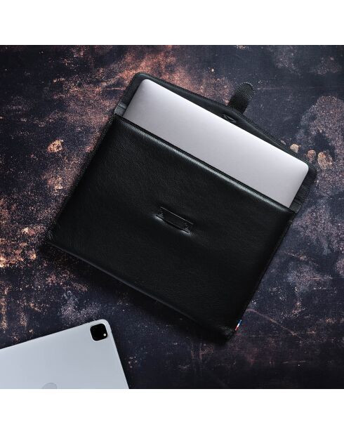 Housse MacBook Pro 13 /Air 13 en Cuir grainé Nat noire - 33.8x24 cm