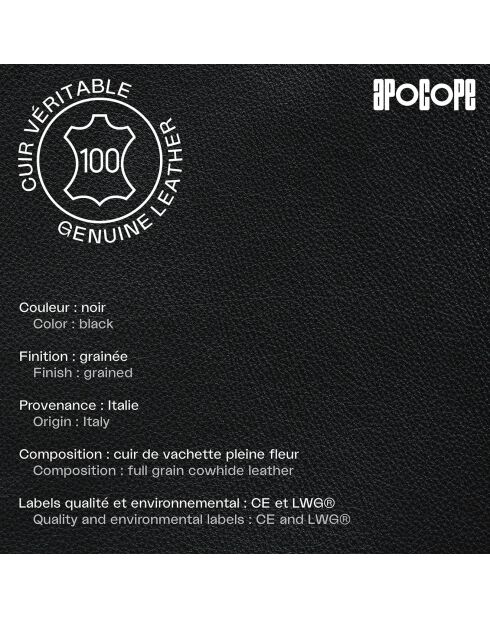 Housse MacBook Pro 13 /Air 13 en Cuir grainé Nat noire - 33.8x24 cm