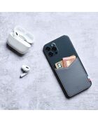 Porte-cartes adhésif pour smartphone en Cuir recyclé Raph gris - 8x6.5 cm