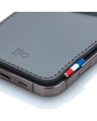 Porte-cartes adhésif pour smartphone en Cuir recyclé Raph gris - 8x6.5 cm