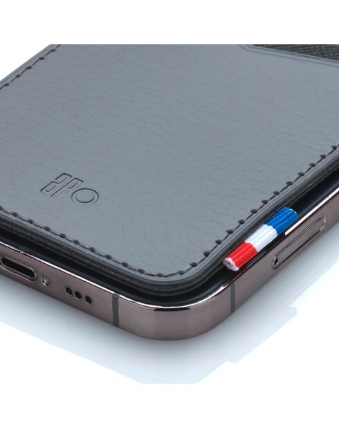 Porte-cartes adhésif pour smartphone en Cuir recyclé Raph gris - 8x6.5 cm