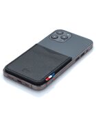 Porte-cartes adhésif pour smartphone en Cuir grainé Raph noir - 8x6.5 cm