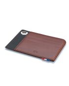 Porte-cartes horizontal à poche en Cuir patiné Mat chocolat 12.3x9x0.35cm