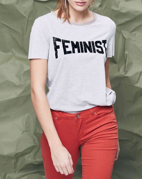 T-shirt Féministe gris clair