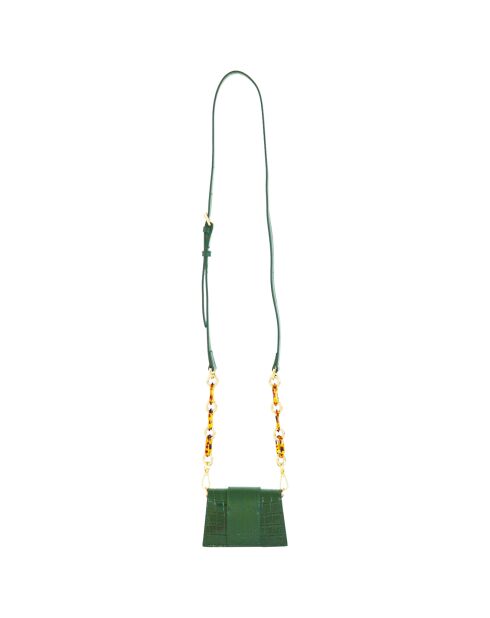 Porte-cartes en Cuir croco Gaia vert foncé - 12x9 cm