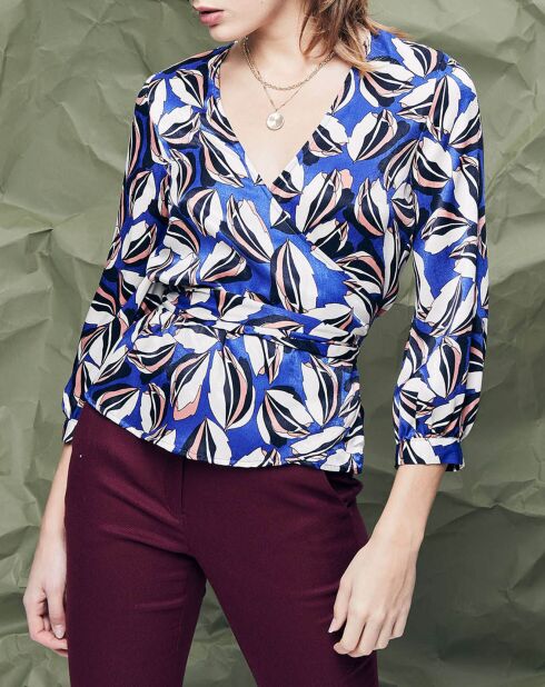 Blouse Raja cache-cœur imprimée multicolore