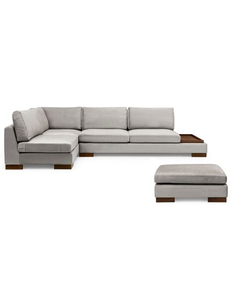 Canapé d'angle gauche avec pouf Tulip gris clair - 313x97x63 cm