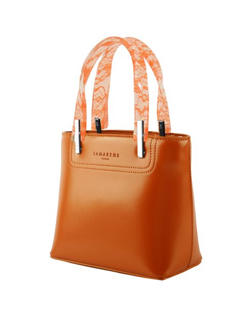 Sac à main en Cuir Portofino orange - 20x18x10 cm