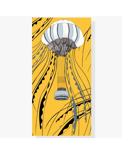 Étole 100% Coton bio Meduse jaune - 100x200 cm