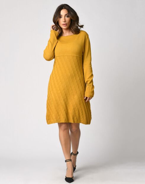 Robe Pull Tyler en Maille mélangée moutarde