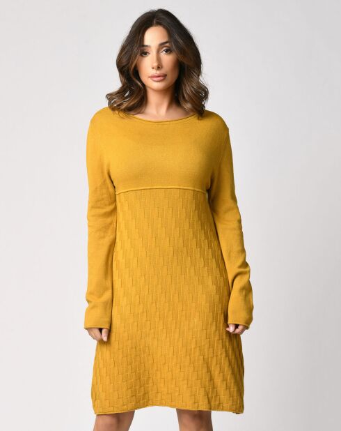 Robe Pull Tyler en Maille mélangée moutarde