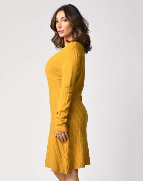 Robe Pull Tyler en Maille mélangée moutarde