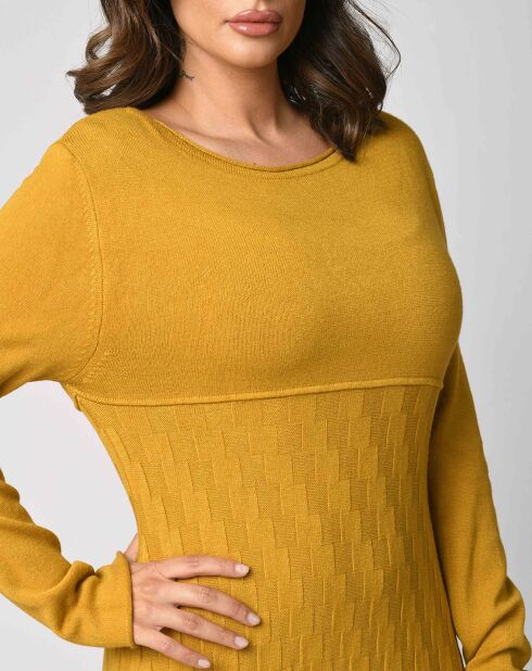 Robe Pull Tyler en Maille mélangée moutarde