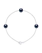 Bracelet Or Blanc & Perles d'Eau Douce noires