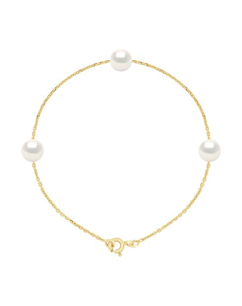 Bracelet Or Jaune & Perles d'Eau Douce blanches