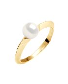 Natuurlijke witte zoetwaterparel geelgouden armband