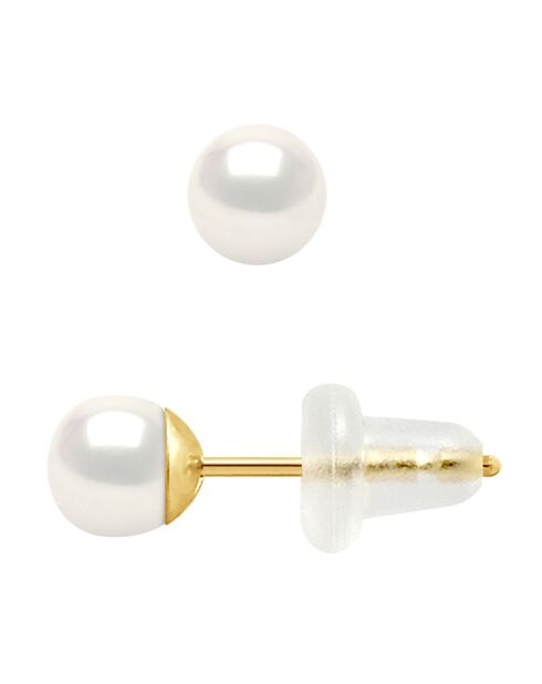 Boucles d'oreilles Or Jaune & Perles d'Eau Douce blanches
