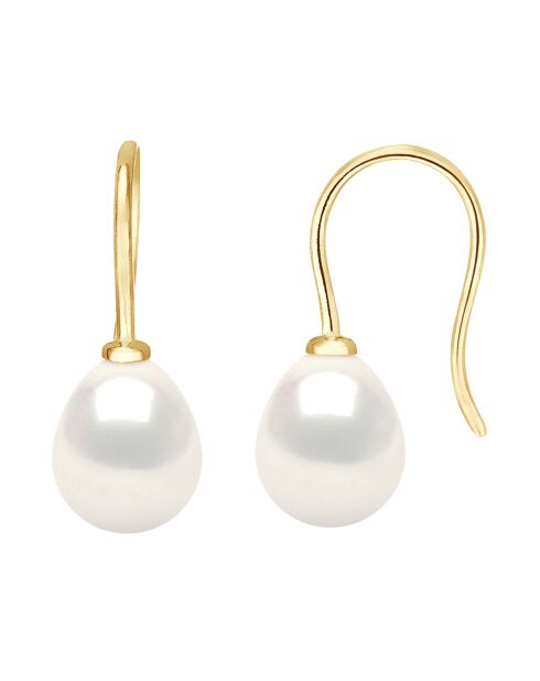 Geelgouden en witte zoetwaterpareloorbellen