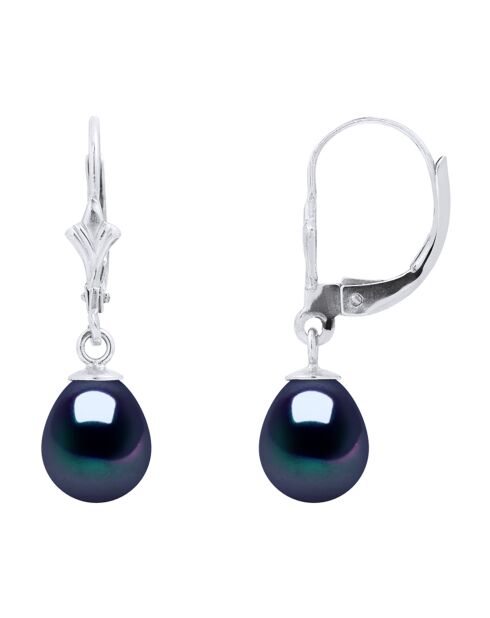 Ohrringe aus Weißgold und schwarzer Süßwasserperle