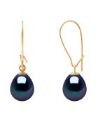 Ohrringe mit Süßwasserperlen aus Gelbgold und Schwarz