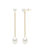 Geelgouden heide-oorbellen en natuurlijke witte zoetwaterparel