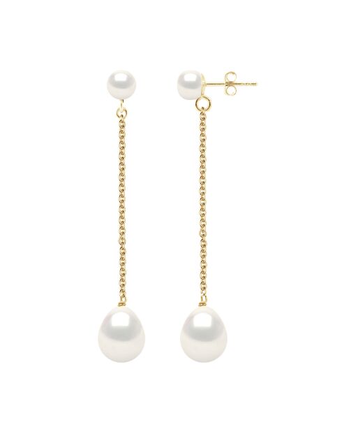 Geelgouden heide-oorbellen en natuurlijke witte zoetwaterparel