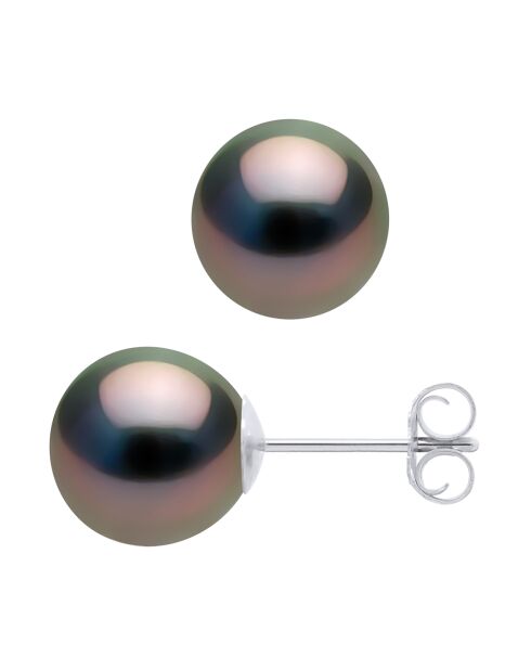 Rhoda Ohrringe Weißgold und Tahitiperlen schwarz Tahiti