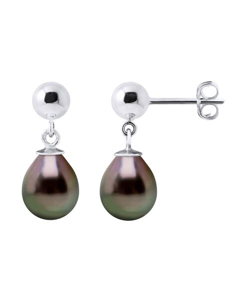 Suzon Ohrringe Weißgold und Tahitiperlen schwarz Tahiti