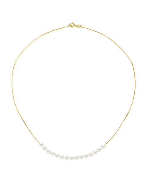 Halskette aus Gelbgold und natürlichen weißen Süßwasserperlen