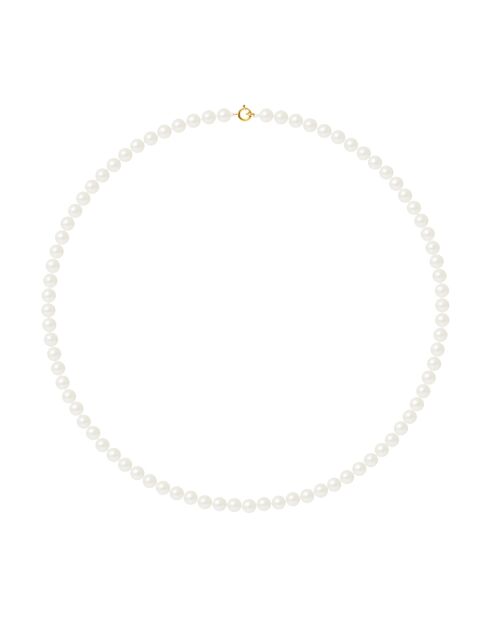 Collier Abéba Or Jaune & Perle d'Eau Douce ronde blanc naturel