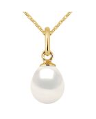 Collier Or Jaune & Perle d'Eau Douce blanche