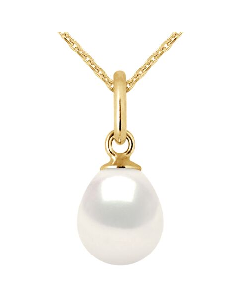 Collier Or Jaune & Perle d'Eau Douce blanche