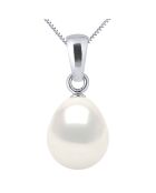 Pendentif Or Blanc & Perle d'Eau Douce poire blanc naturel