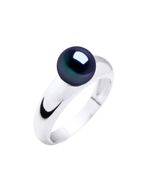 Bague Prestige Argent & Perle d'Eau Douce noire