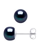 Boucles d'oreilles Argent & Perles d'Eau Douce noires 6-7 mm