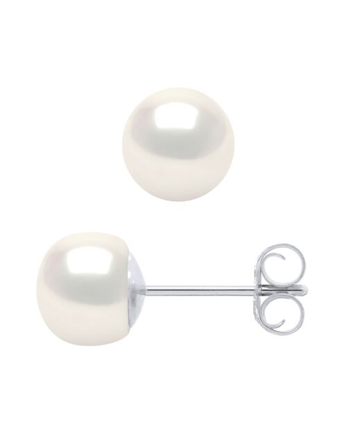 Boucles d'oreilles Argent & Perles d'Eau Douce blanches 6-7 mm